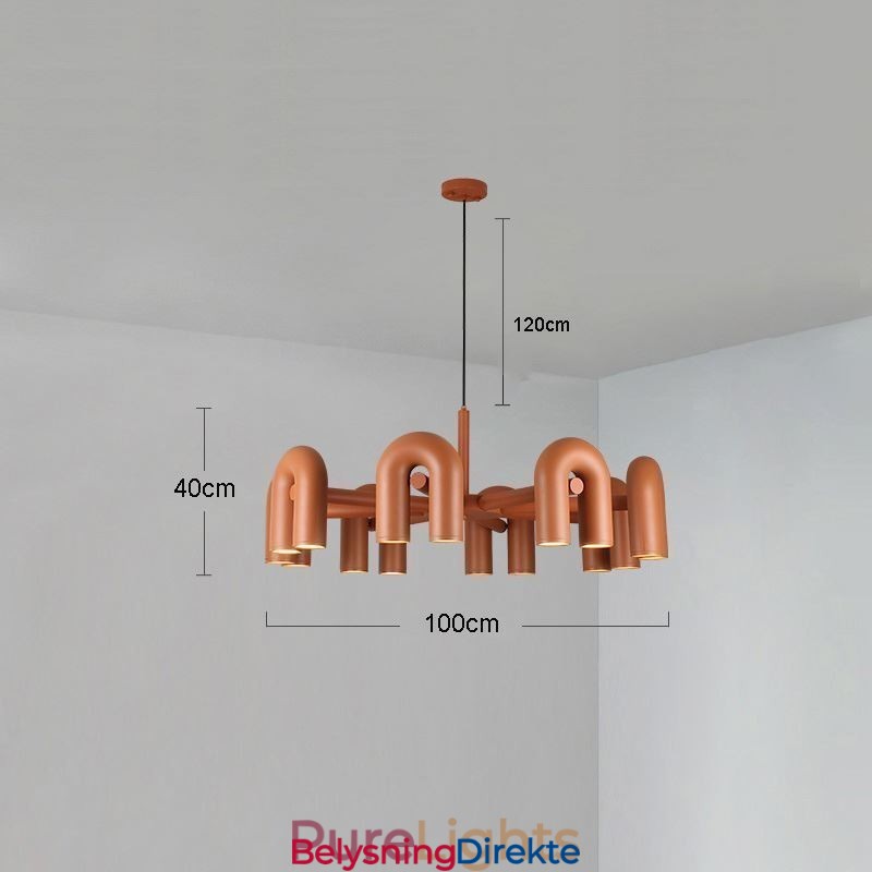 Rund Pendellampe I Smijern, U-Formet Taklampe, 90 Graders Roterende Skjerm