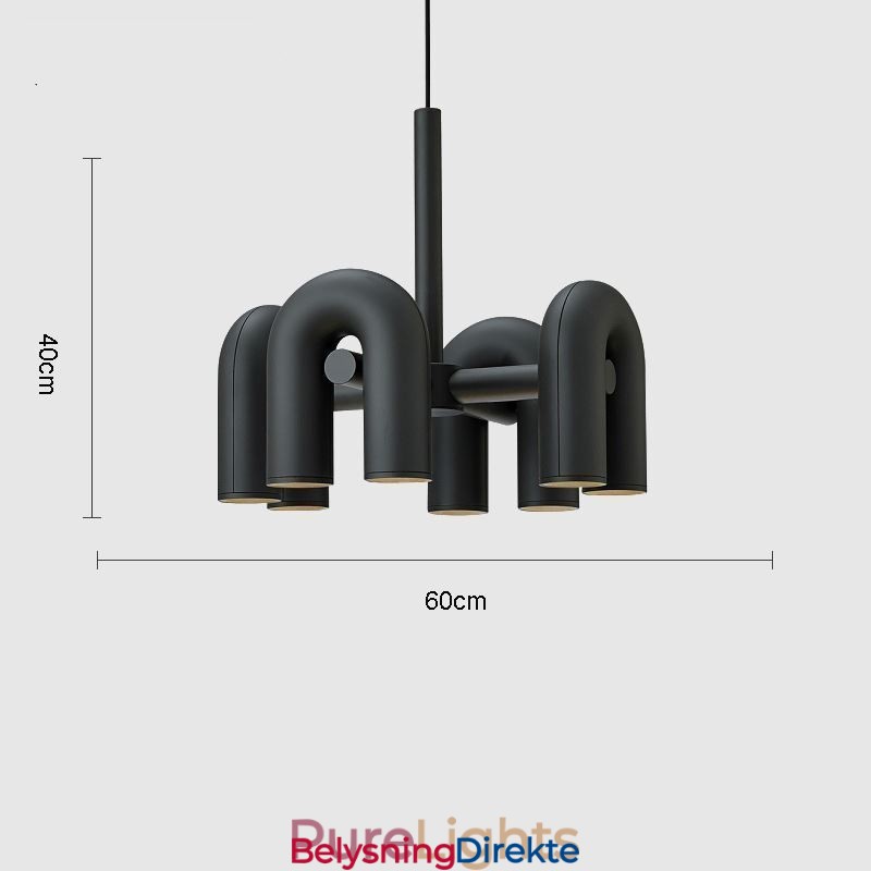 Rund Pendellampe I Smijern, U-Formet Taklampe, 90 Graders Roterende Skjerm
