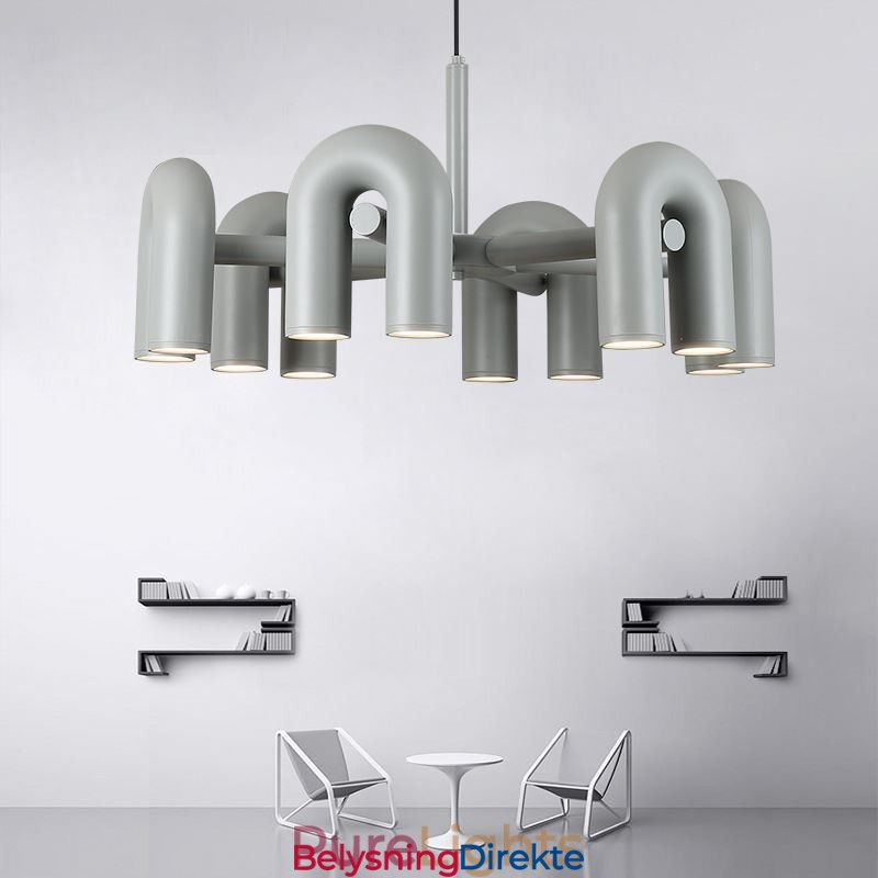 Rund Pendellampe I Smijern, U-Formet Taklampe, 90 Graders Roterende Skjerm