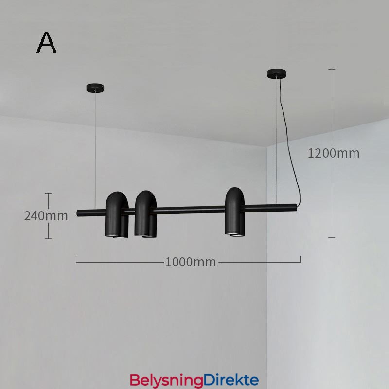 Taklampe I Smijern, U-Formet Pendellampe, 90 Graders Roterende Skjerm