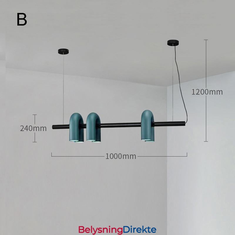 Taklampe I Smijern, U-Formet Pendellampe, 90 Graders Roterende Skjerm