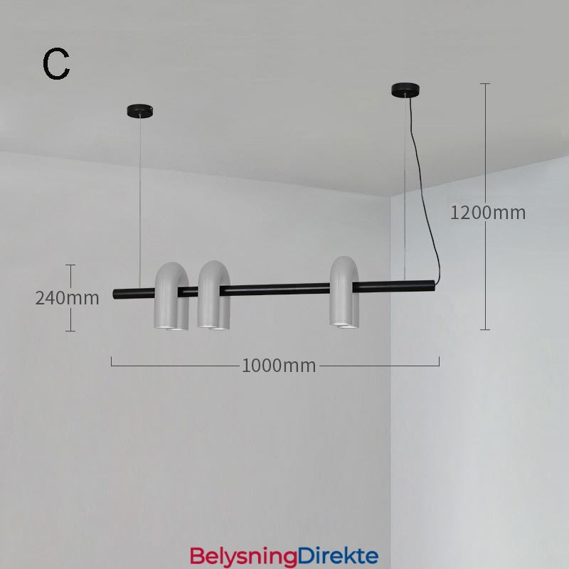 Taklampe I Smijern, U-Formet Pendellampe, 90 Graders Roterende Skjerm