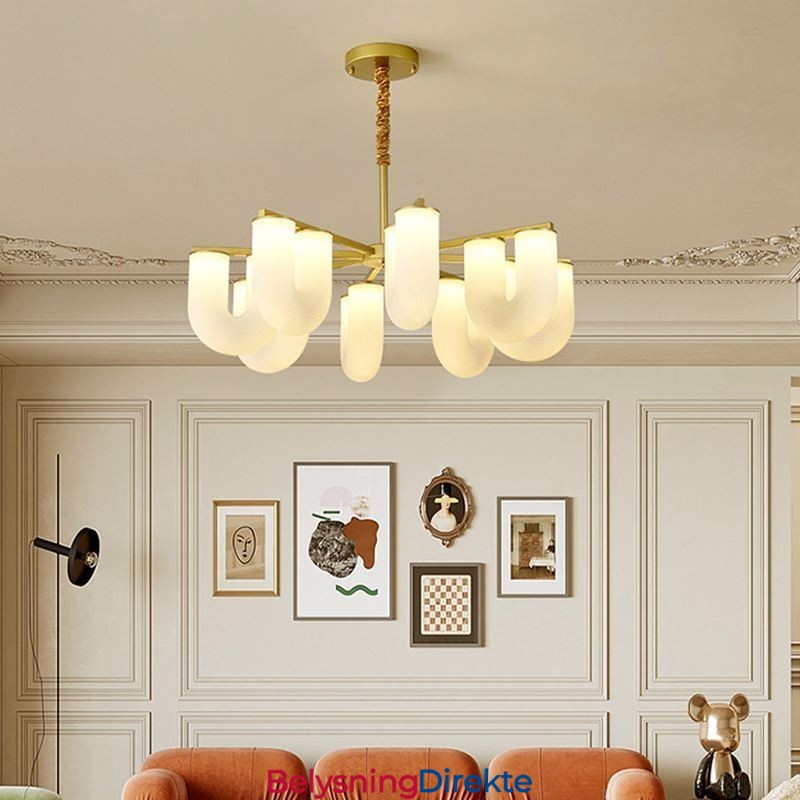 U-Formet Lysekrone I Fransk Kremfarget Stil