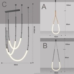 Pendellampe Creative Line Bambus Taklampe Svart Gull