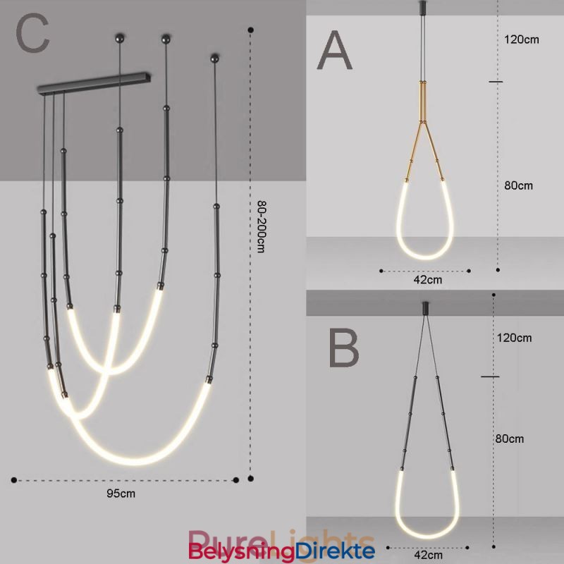 Pendellampe Creative Line Bambus Taklampe Svart Gull