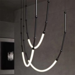Pendellampe Creative Line Bambus Taklampe Svart Gull
