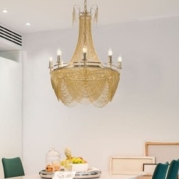 Aluminiumskjede-Anhengslampe Kreativ Lampe Luksuriøs Dusk Dekorativ Lampe Gull Sølv