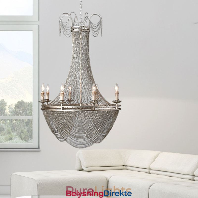 Aluminiumskjede-Anhengslampe Kreativ Lampe Luksuriøs Dusk Dekorativ Lampe Gull Sølv