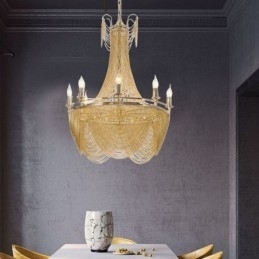 Aluminiumskjede-Anhengslampe Kreativ Lampe Luksuriøs Dusk Dekorativ Lampe Gull Sølv
