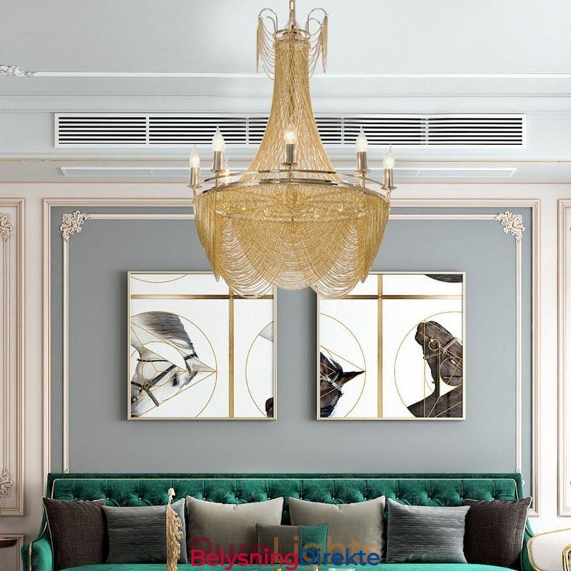 Aluminiumskjede-Anhengslampe Kreativ Lampe Luksuriøs Dusk Dekorativ Lampe Gull Sølv