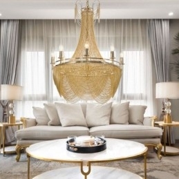 Aluminiumskjede-Anhengslampe Kreativ Lampe Luksuriøs Dusk Dekorativ Lampe Gull Sølv