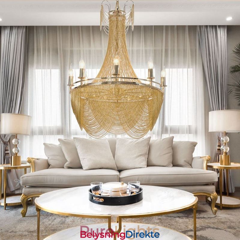 Aluminiumskjede-Anhengslampe Kreativ Lampe Luksuriøs Dusk Dekorativ Lampe Gull Sølv