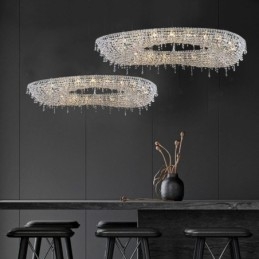 Krystall Pendellampe Moderne Luksuriøs Oval Taklampe