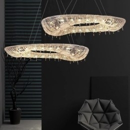 Krystall Pendellampe Moderne Luksuriøs Oval Taklampe
