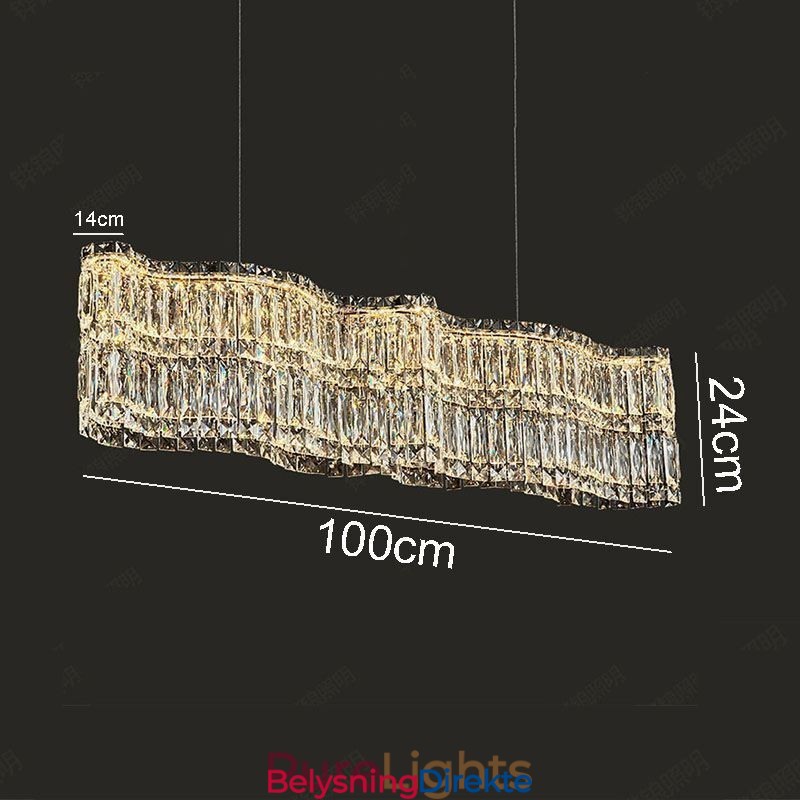Lang Krystall Pendellampe Luksuriøs Dekorasjonstaklampe