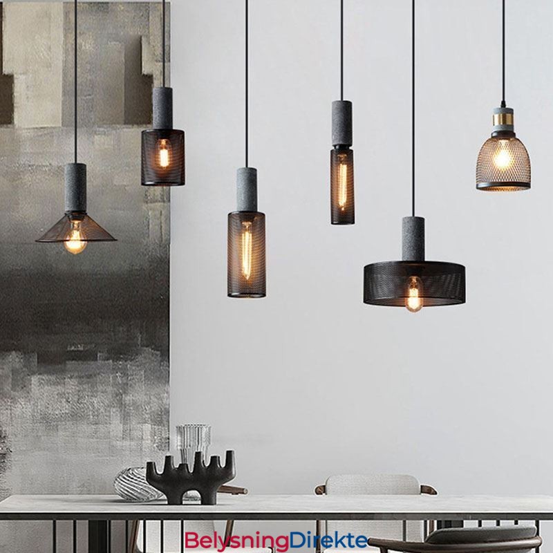 Svart Pendellampe I Sement, Landlig Retro-Taklampe