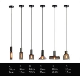 Svart Pendellampe I Sement, Landlig Retro-Taklampe