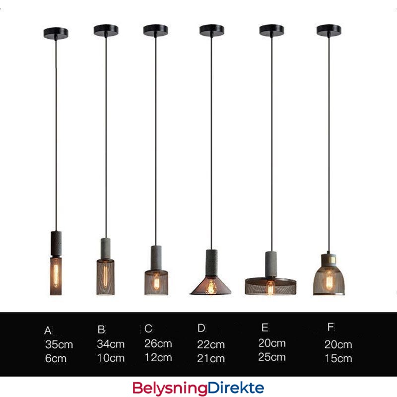 Svart Pendellampe I Sement, Landlig Retro-Taklampe
