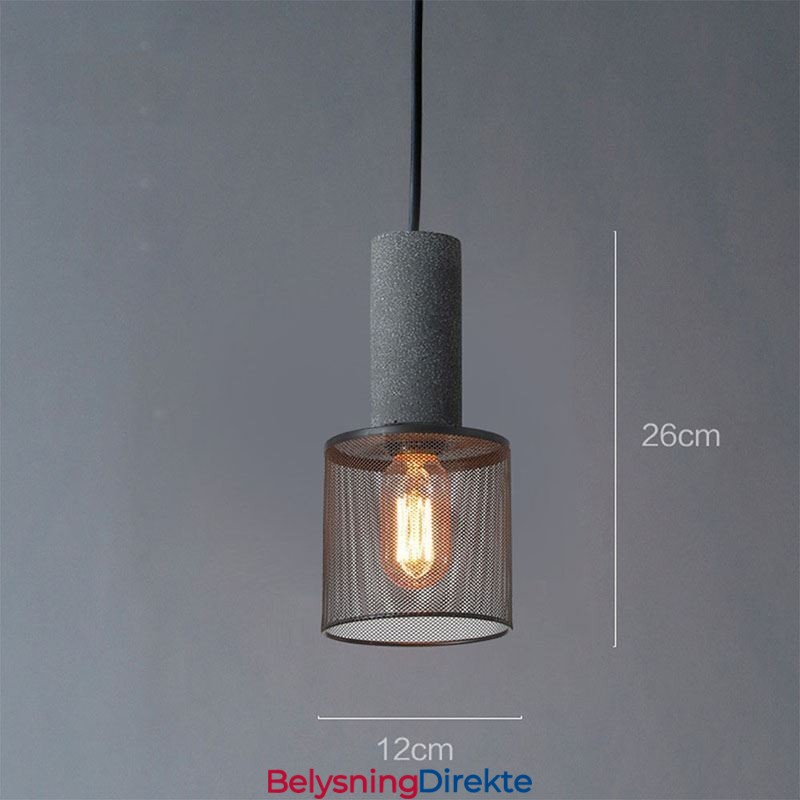 Svart Pendellampe I Sement, Landlig Retro-Taklampe