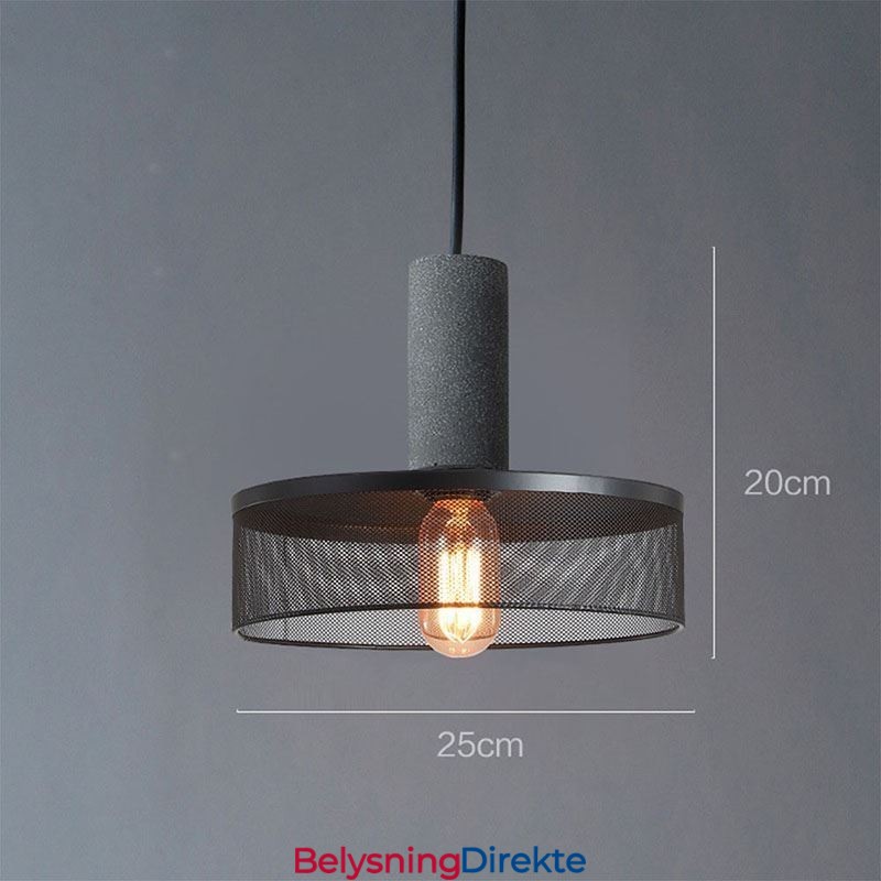 Svart Pendellampe I Sement, Landlig Retro-Taklampe