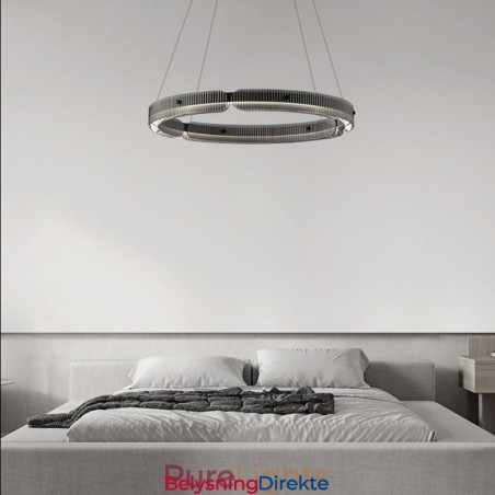 Sirkelformet Pendellampe 60 80 Cm Glasstaklampe Trinnløs Dimbar Med Fjernkontroll