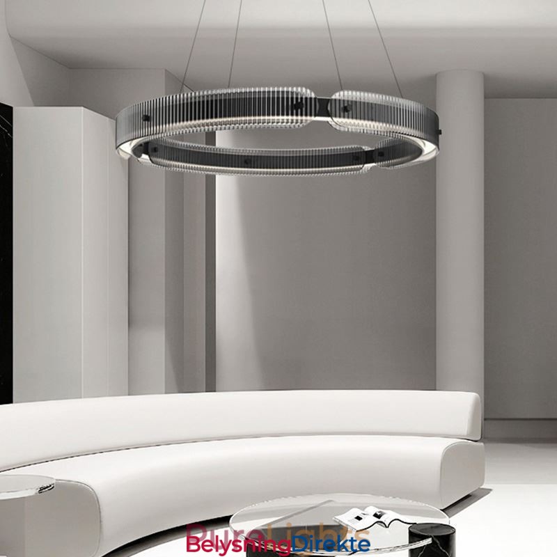 Sirkelformet Pendellampe 60 80 Cm Glasstaklampe Trinnløs Dimbar Med Fjernkontroll