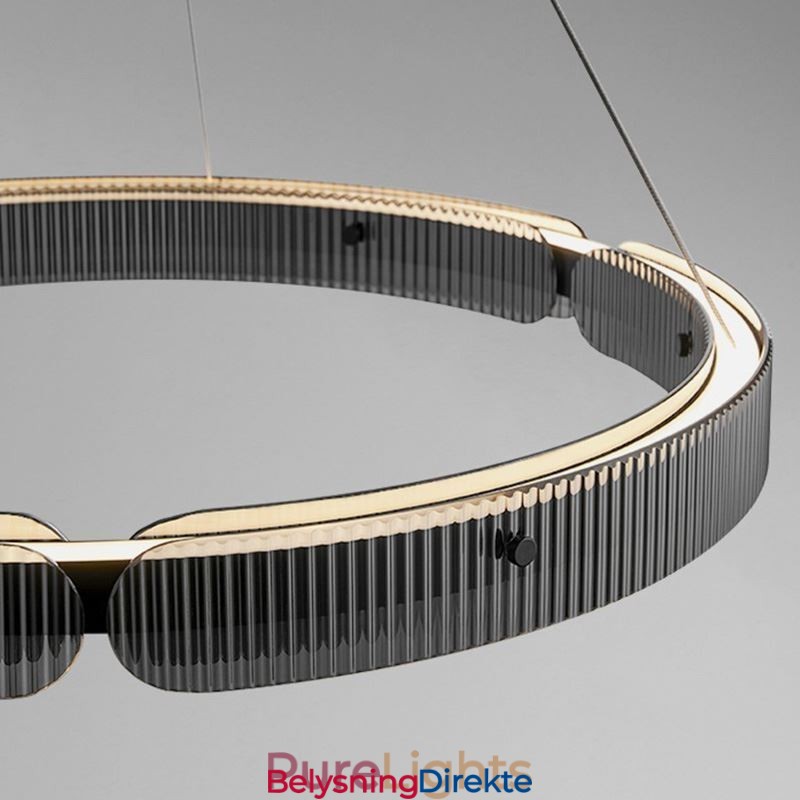 Sirkelformet Pendellampe 60 80 Cm Glasstaklampe Trinnløs Dimbar Med Fjernkontroll