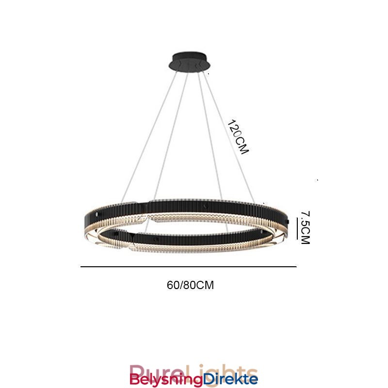 Sirkelformet Pendellampe 60 80 Cm Glasstaklampe Trinnløs Dimbar Med Fjernkontroll