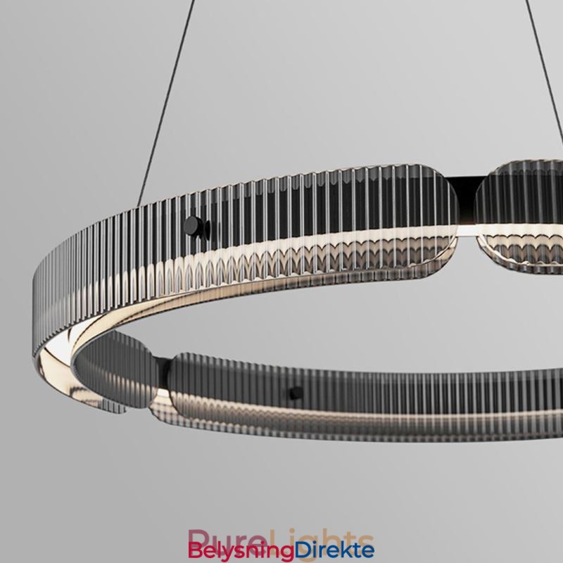 Sirkelformet Pendellampe 60 80 Cm Glasstaklampe Trinnløs Dimbar Med Fjernkontroll