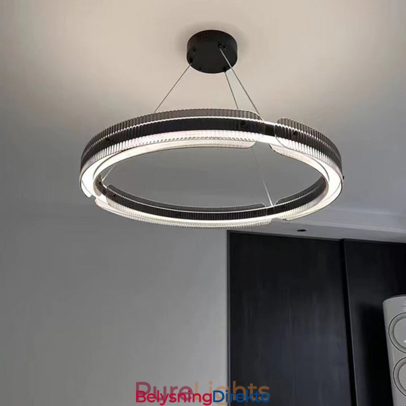 Sirkelformet Pendellampe 60 80 Cm Glasstaklampe Trinnløs Dimbar Med Fjernkontroll