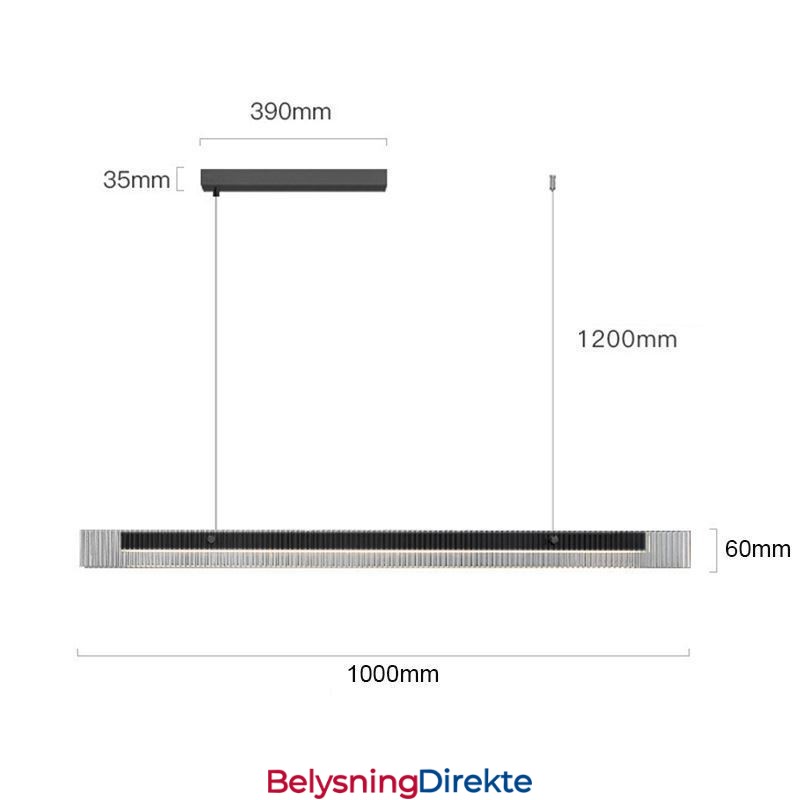Pendellampe 100 Cm I Glass, Trinnløs Dimbar Med Fjernkontroll