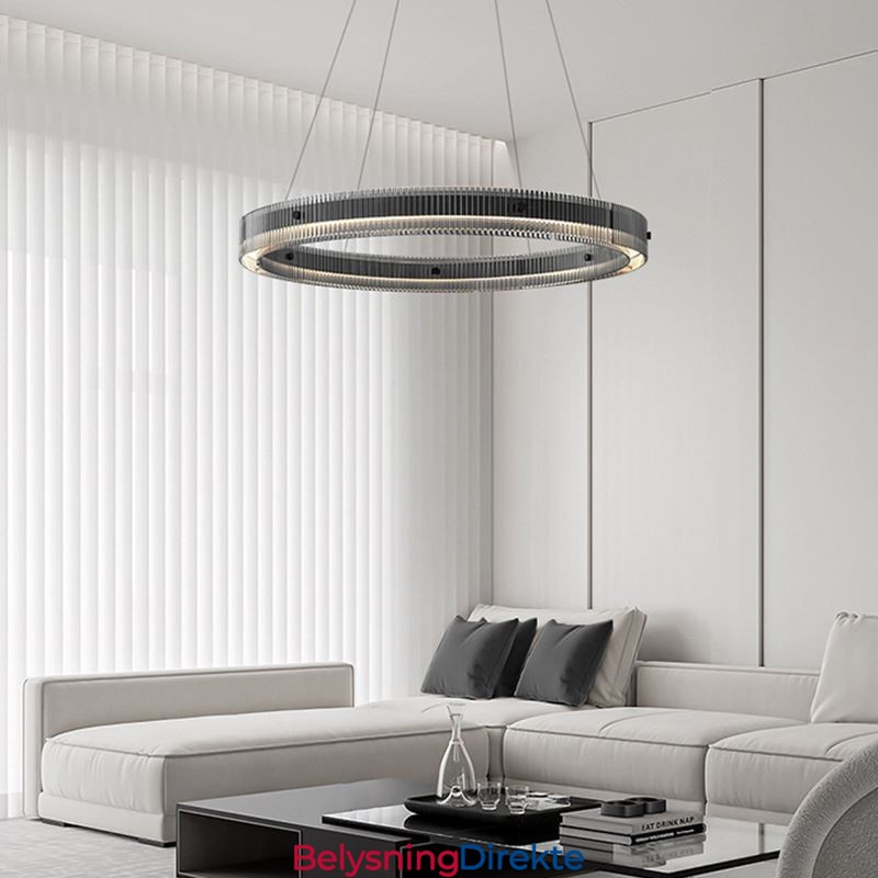 Glass Pendellampe 60 80 Cm Sirkelformet Taklampe Trinnløs Dimbar Med Fjernkontroll
