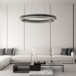 Glass Pendellampe 60 80 Cm Sirkelformet Taklampe Trinnløs Dimbar Med Fjernkontroll