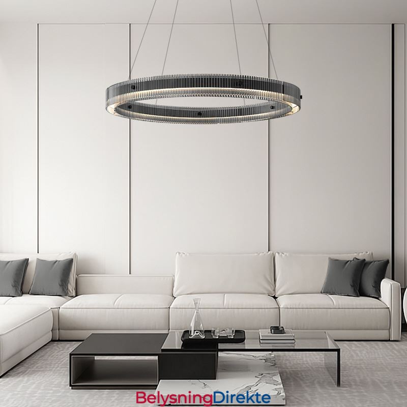 Glass Pendellampe 60 80 Cm Sirkelformet Taklampe Trinnløs Dimbar Med Fjernkontroll
