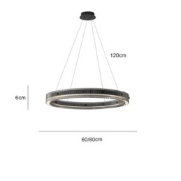 Glass Pendellampe 60 80 Cm Sirkelformet Taklampe Trinnløs Dimbar Med Fjernkontroll