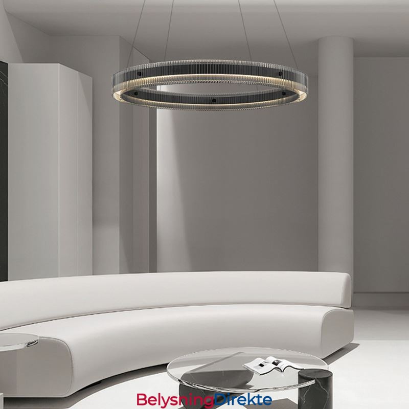 Glass Pendellampe 60 80 Cm Sirkelformet Taklampe Trinnløs Dimbar Med Fjernkontroll