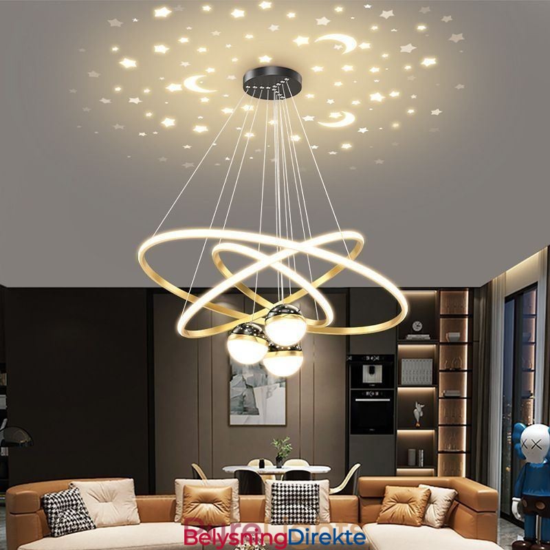 Enkel Pendellampe I Smijern Med Tre Sirkler I Silikon