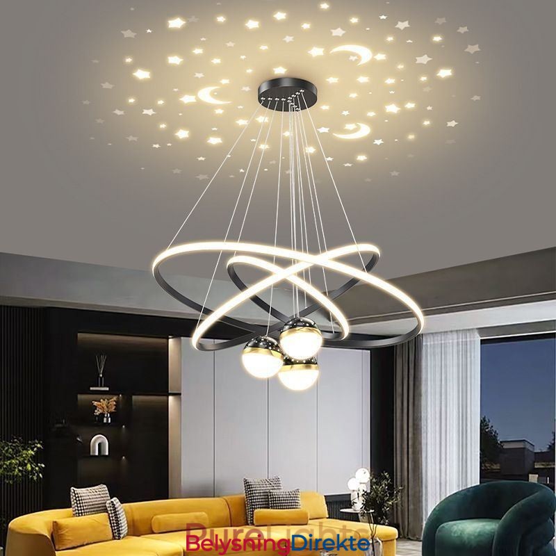 Enkel Pendellampe I Smijern Med Tre Sirkler I Silikon