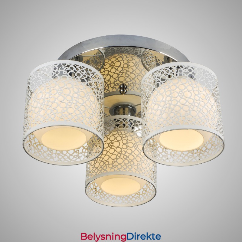 Tre-Lyss Taklampe I Glass, Innfelt Montering