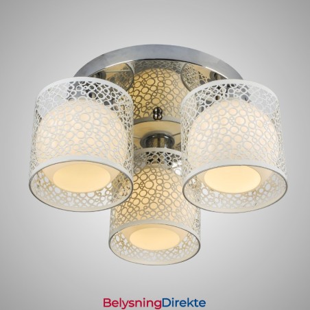 Tre-Lyss Taklampe I Glass, Innfelt Montering