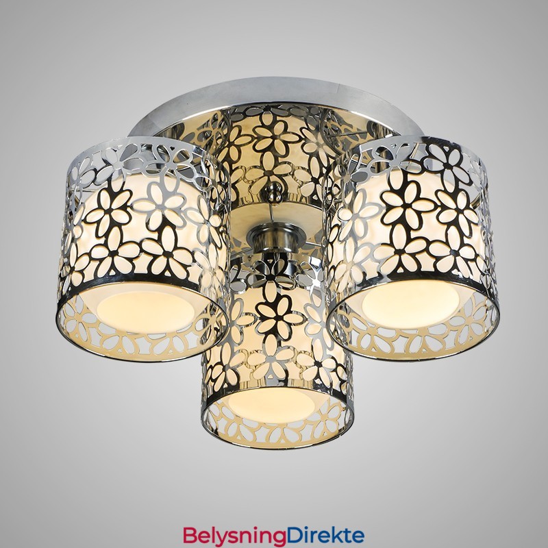 Tre-Lyss Taklampe I Glass, Innfelt Montering