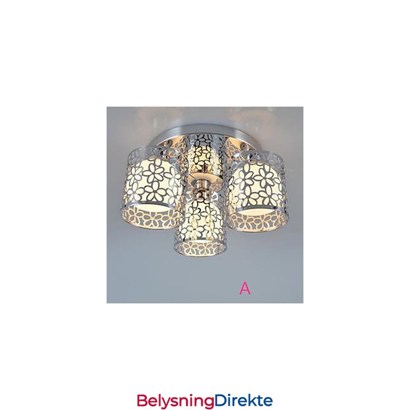 Tre-Lyss Taklampe I Glass, Innfelt Montering