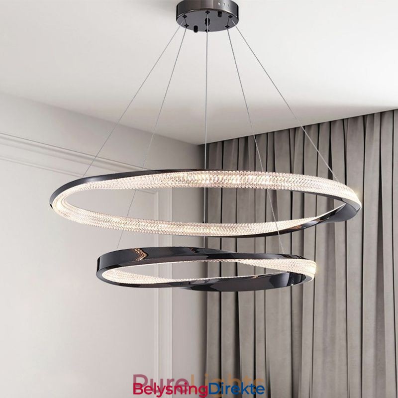 Pendellampe I Smijern Med Dobbel Sirkelformet Akrylring