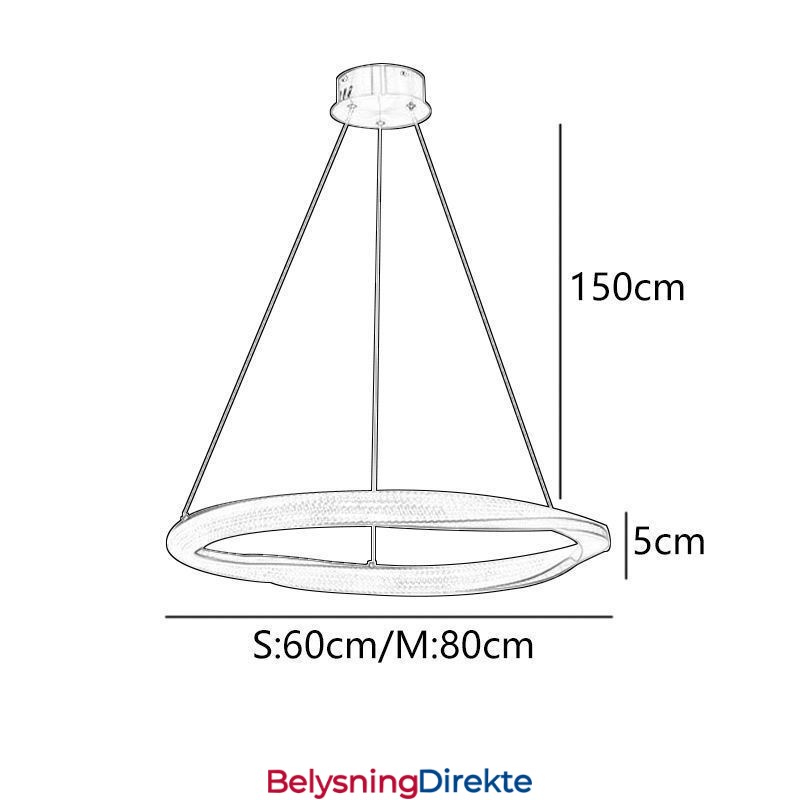Pendellampe I Smijern Med Akrylring, Enkeltsirkelformet Taklampe
