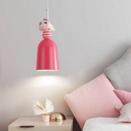 Moderne Pendellampe I Smijern, Rosa Harpiks, Taklampe I Piggy-Stil
