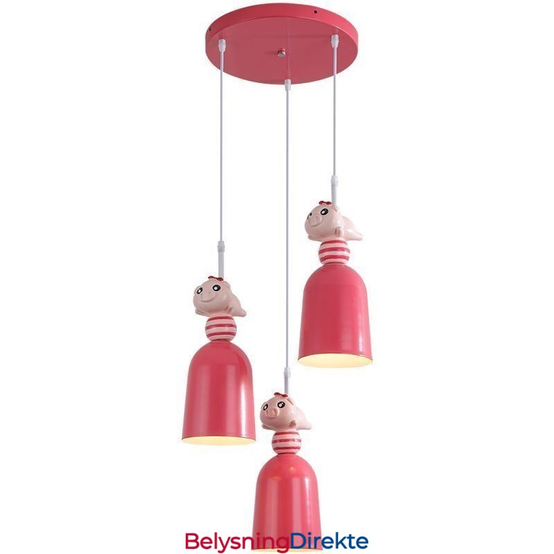 Moderne Pendellampe I Smijern, Rosa Harpiks, Taklampe I Piggy-Stil