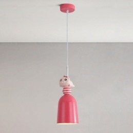 Moderne Pendellampe I Smijern, Rosa Harpiks, Taklampe I Piggy-Stil