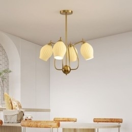 Nordisk Pendellampe Kreativ Smijern Kobber Naturlig Farget Stamen Taklampe