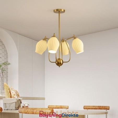 Nordisk Pendellampe Kreativ Smijern Kobber Naturlig Farget Stamen Taklampe