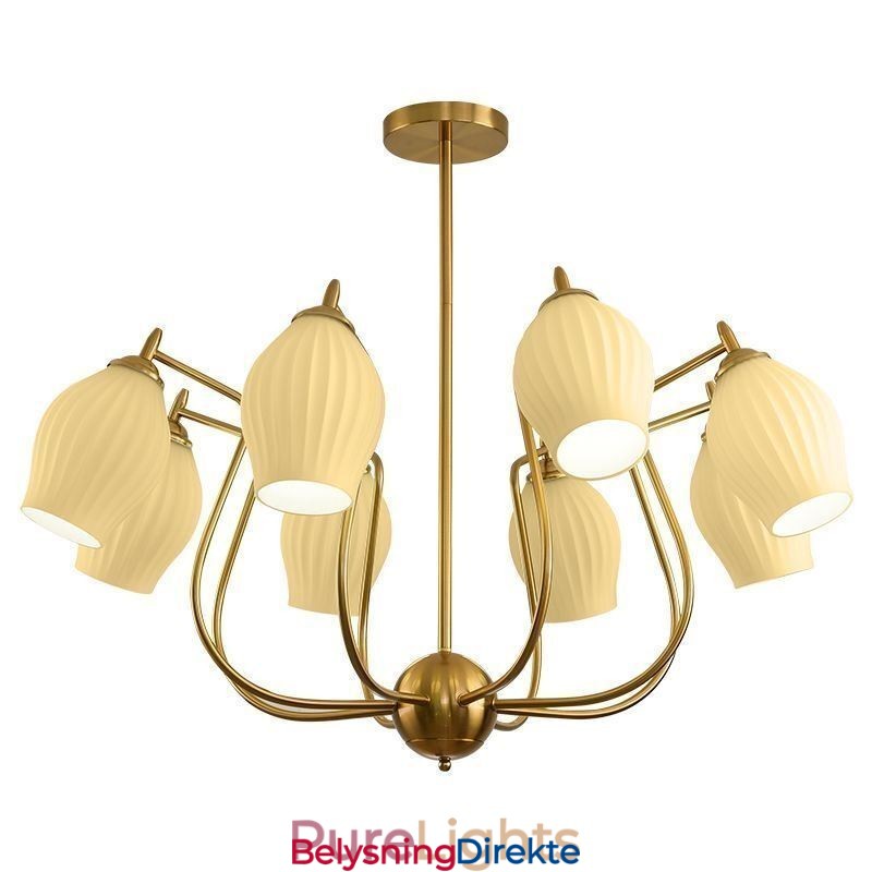 Nordisk Pendellampe Kreativ Smijern Kobber Naturlig Farget Stamen Taklampe